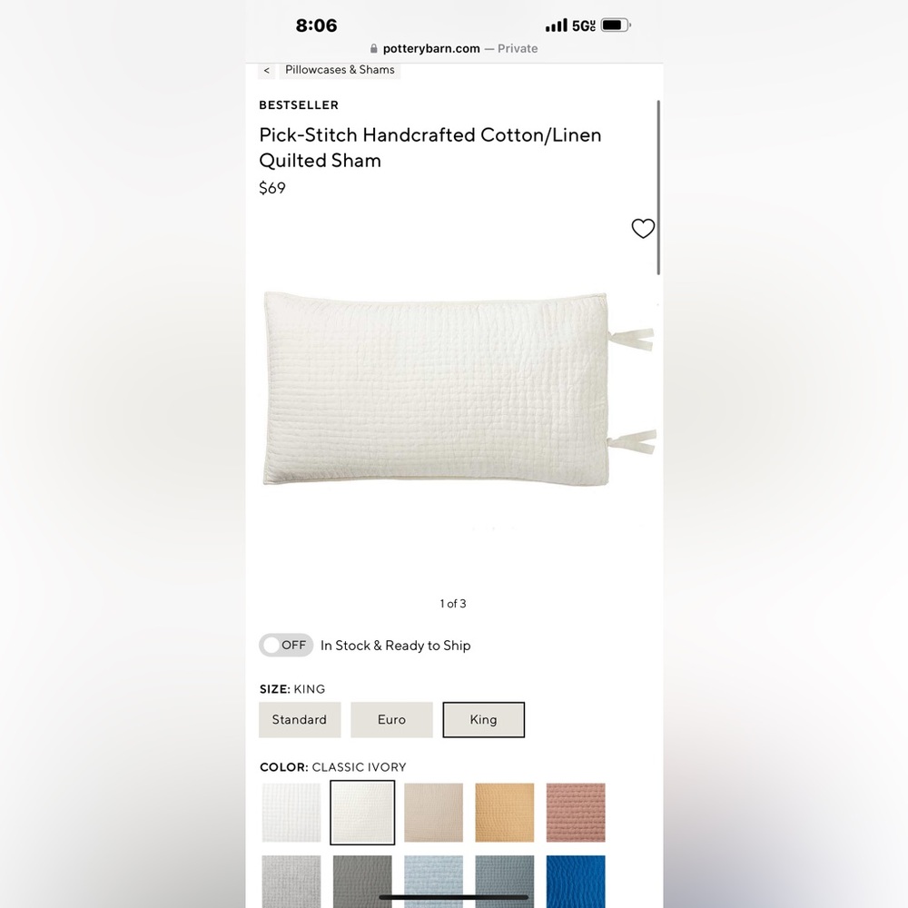 NWOT - Pottery Barn Pick Stitch Shams